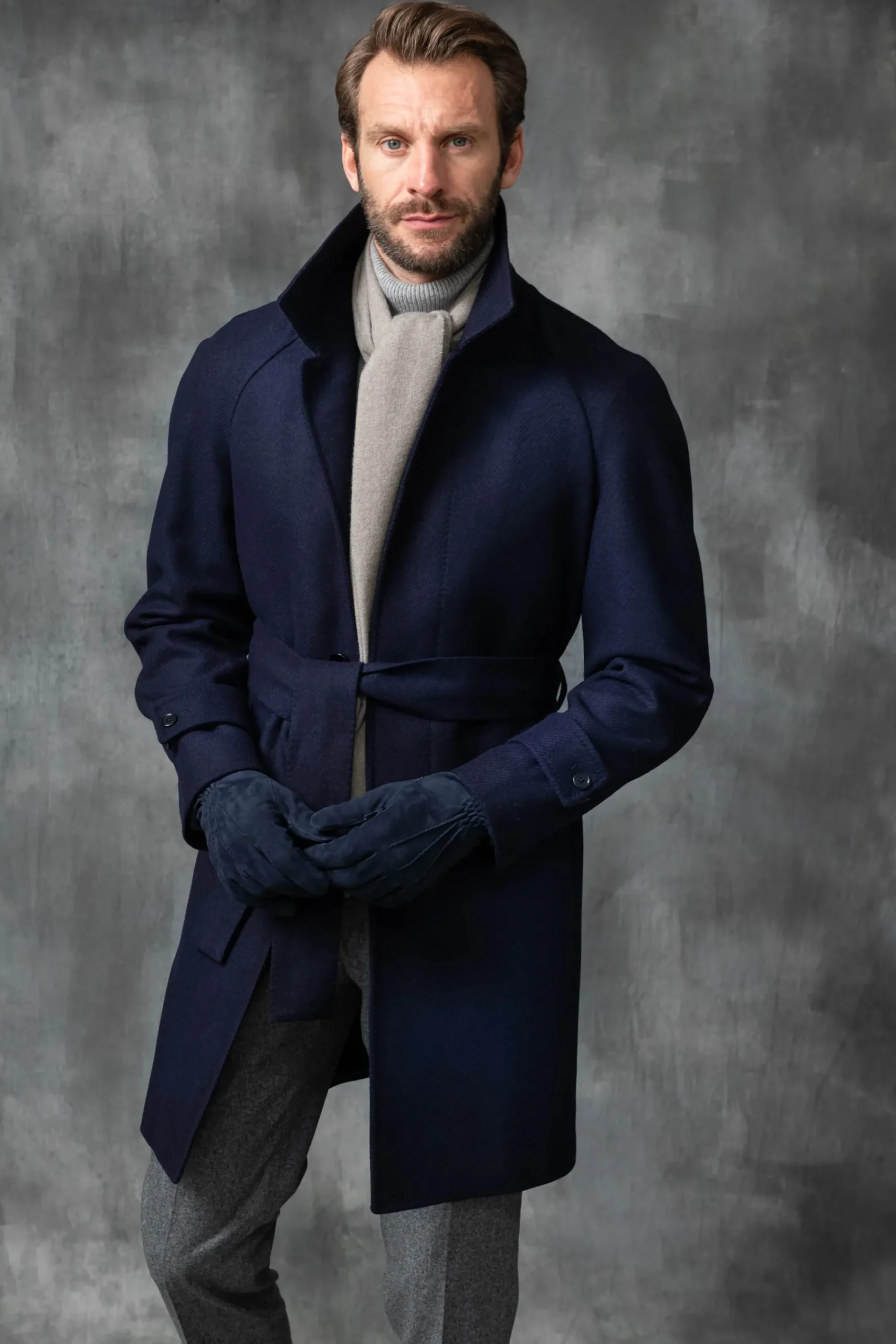 Pini Parma Blue Raglan Coat In Loro Piana Wool – Made In Italy Online