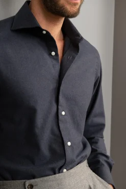 Pini Parma Blue Shirt - Flannel Touch - Made In Italy Cheap