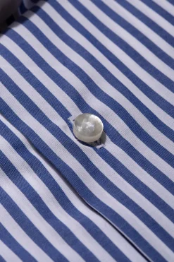 Pini Parma Blue Striped White Collar Shirt Limited Edition - Made In Italy Shop