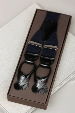 Pini Parma Blue Suspenders - Made In Italy Store