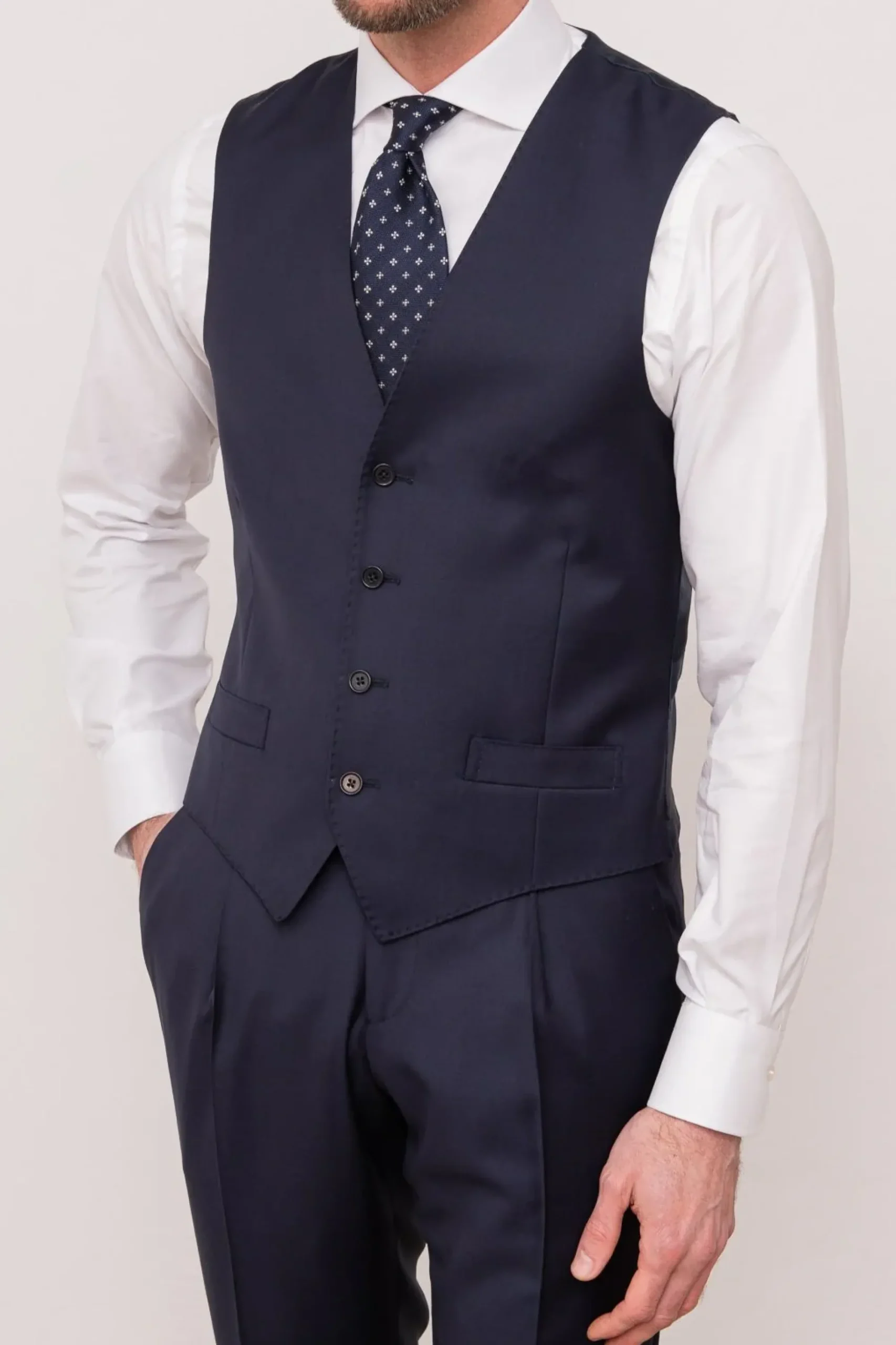 Pini Parma Blue Waistcoat - Made In Italy Sale