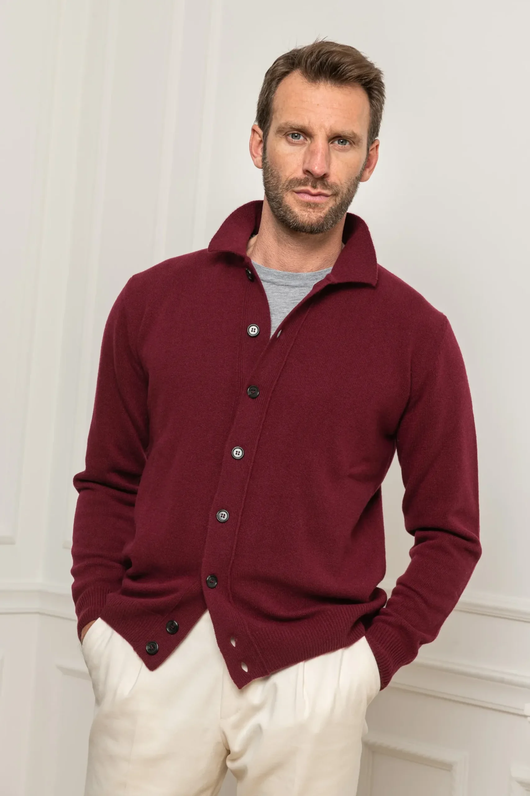 Pini Parma Bordeaux Cardigan – Made In Italy Store