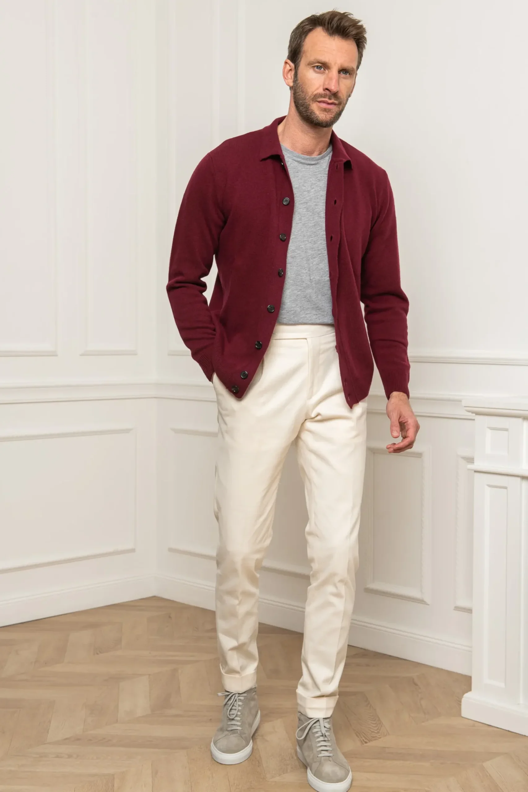 Pini Parma Bordeaux Cardigan – Made In Italy Store