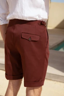 Pini Parma Bordeaux Cotton Shorts - Made In Italy Shop