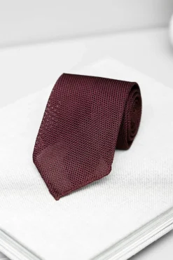 Pini Parma Bordeaux Grenadine Silk Tie - Hand Made In Italy Fashion