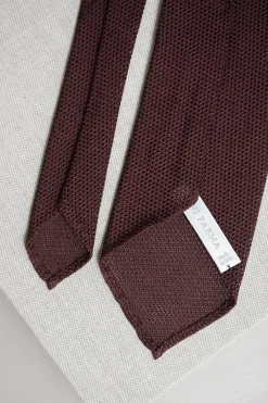 Pini Parma Bordeaux Grenadine Silk Tie - Hand Made In Italy Fashion