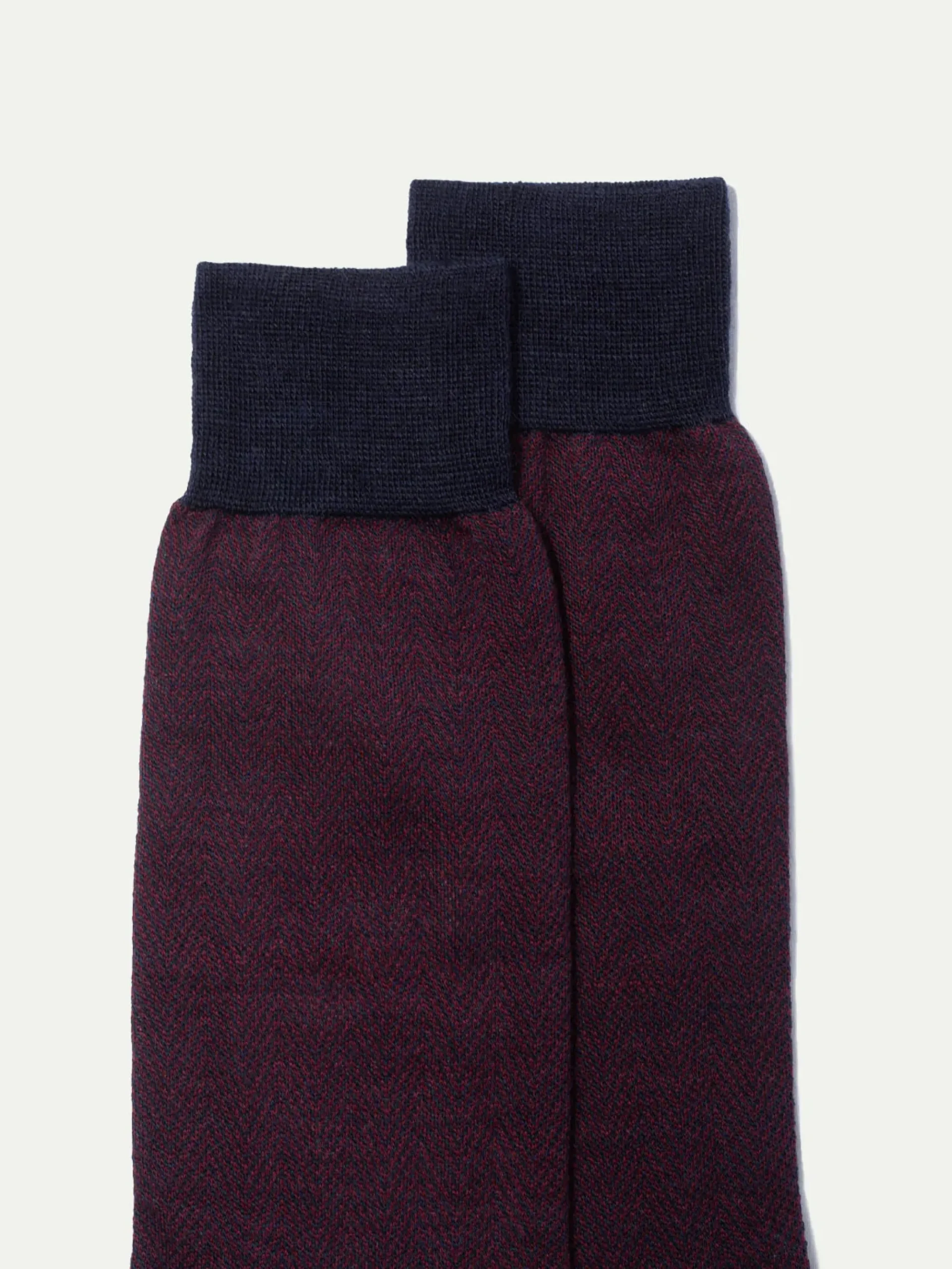 Pini Parma Bordeaux Herringbone Short Socks - Made In Italy Online