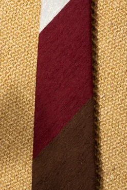 Pini Parma Brown And Bordeaux Shantung Tie - Hand Made In Italy Best