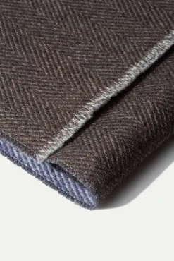 Pini Parma Brown And Light Blue Reversible Herringbone Scarf - Made In Italy Discount