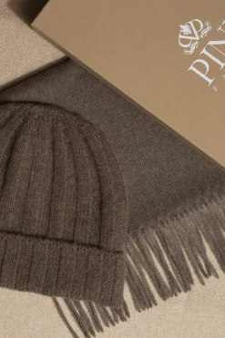 Pini Parma Brown Cashmere Rib Knit Beanie - Made In Italy Flash Sale
