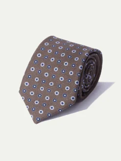 Pini Parma Brown Fancy Silk Tie - Made In Italy Cheap