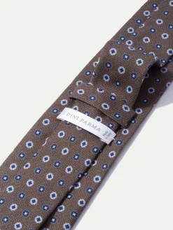 Pini Parma Brown Fancy Silk Tie - Made In Italy Cheap