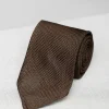 Pini Parma Brown Grenadine Silk Tie - Hand Made In Italy Sale