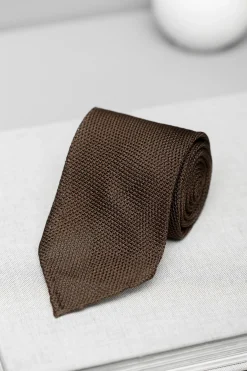 Pini Parma Brown Grenadine Silk Tie - Hand Made In Italy Sale