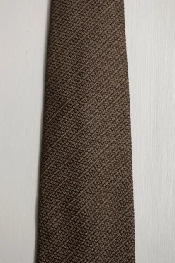 Pini Parma Brown Grenadine Silk Tie - Hand Made In Italy Sale