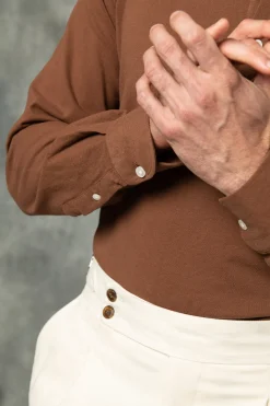 Pini Parma Brown Popover Polo Shirt - Made In Italy Clearance