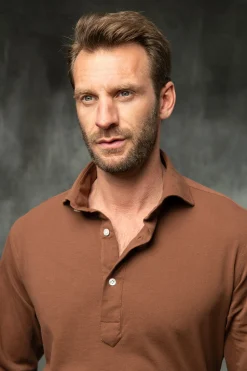 Pini Parma Brown Popover Polo Shirt - Made In Italy Clearance