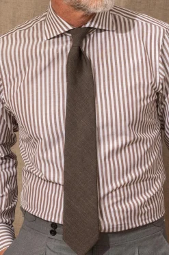 Pini Parma Brown Striped Shirt- Made In Italy Cheap
