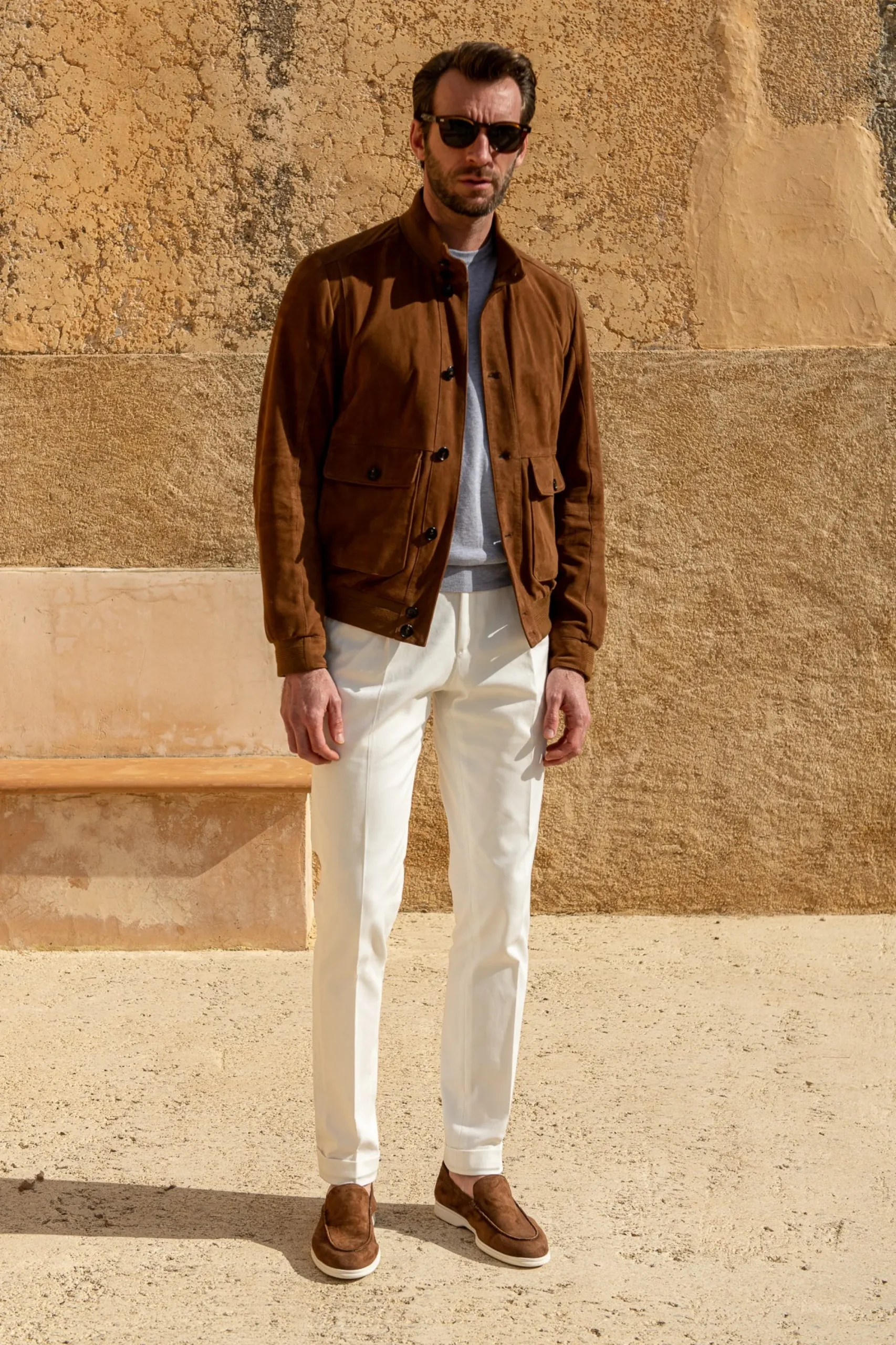 Pini Parma Brown Suede Bomber Jacket – Made In Italy Cheap