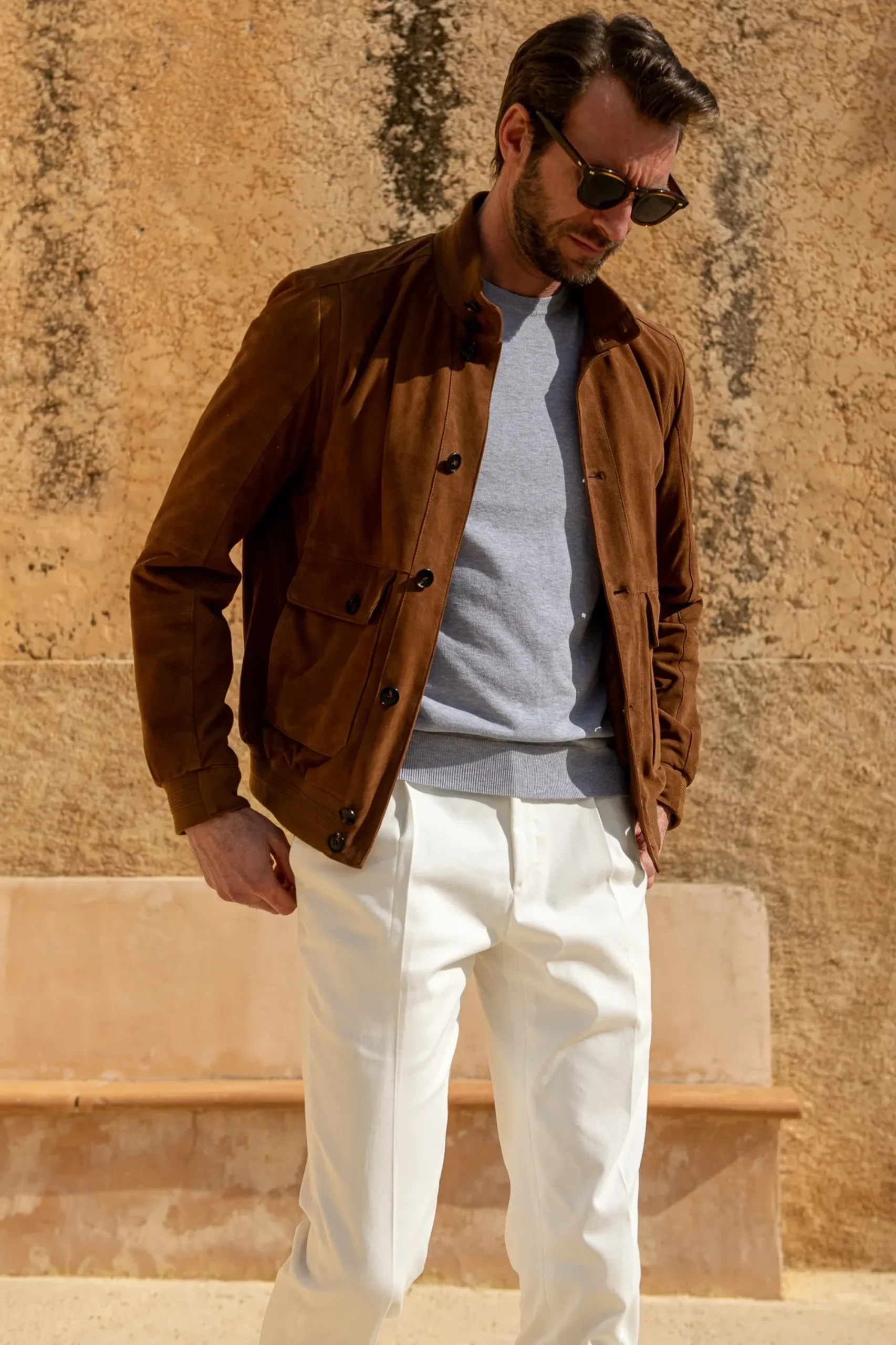 Pini Parma Brown Suede Bomber Jacket – Made In Italy Cheap