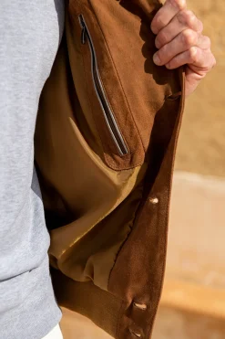 Pini Parma Brown Suede Bomber Jacket – Made In Italy Cheap
