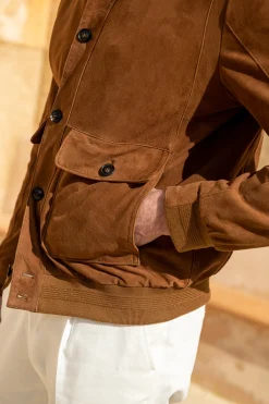 Pini Parma Brown Suede Bomber Jacket – Made In Italy Cheap