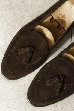 Pini Parma Brown Suede Tassel Loafers - Made In Italy Clearance