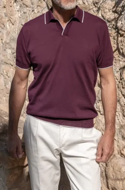 Pini Parma Burgundy Cotton Polo - Made In Italy Best Sale