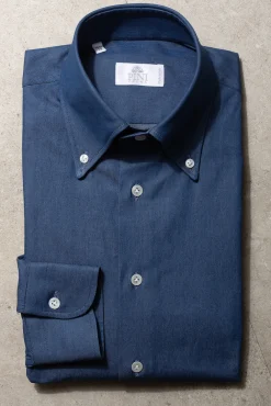 Pini Parma Button Down Denim Shirt "Sartoriale Collection" - Made In Italy Flash Sale