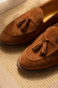 Pini Parma Cognac Suede Tassel Loafer - Made In Italy Shop