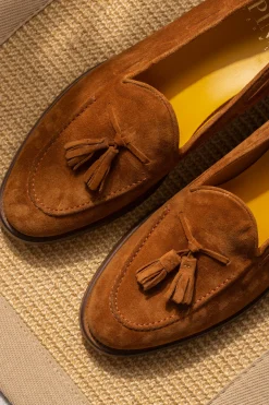 Pini Parma Cognac Suede Tassel Loafer - Made In Italy Shop