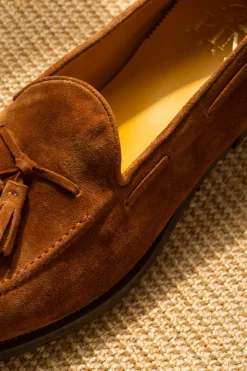 Pini Parma Cognac Suede Tassel Loafer - Made In Italy Shop