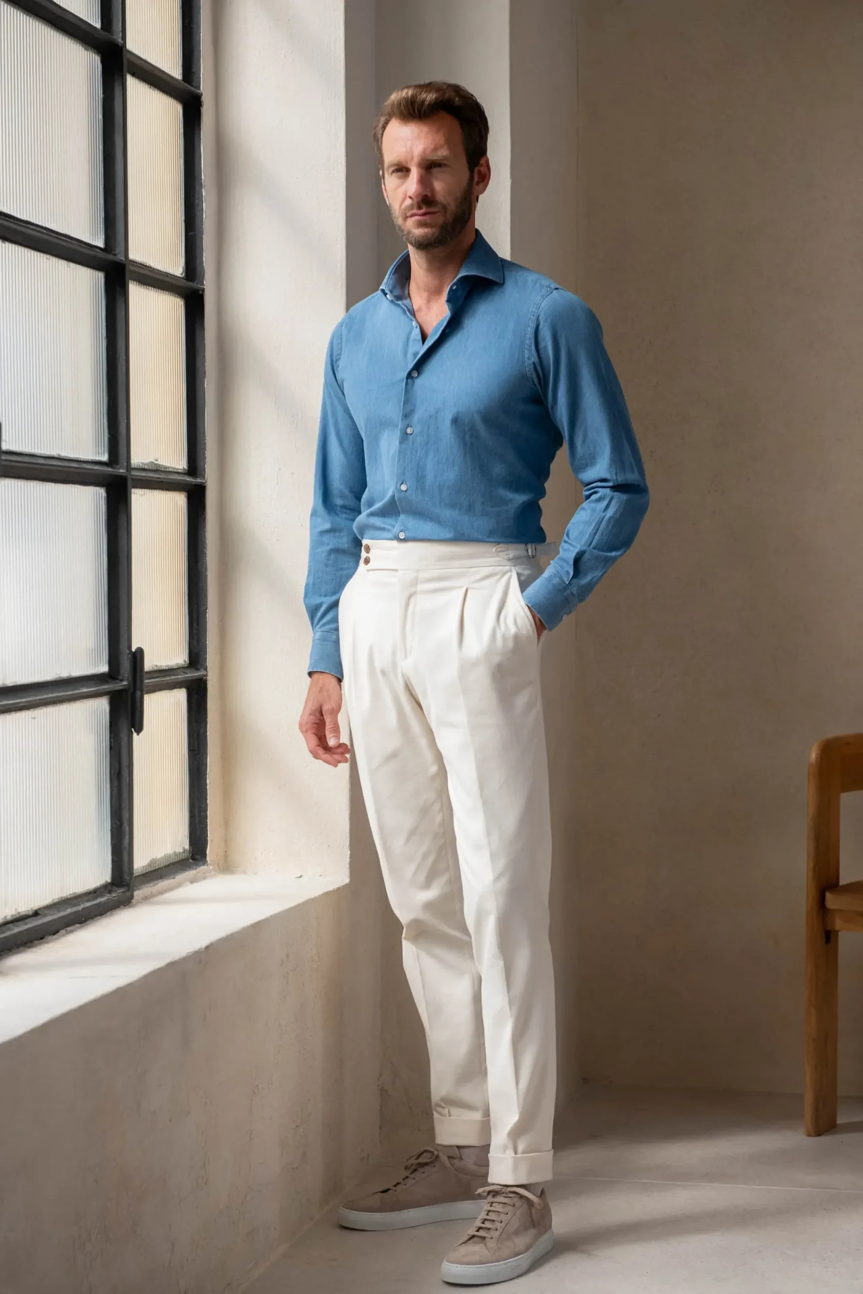 Pini Parma Denim Blue Shirt - Made In Italy Fashion
