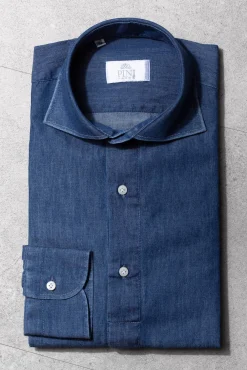 Pini Parma Denim Popover Shirt - Made In Italy New
