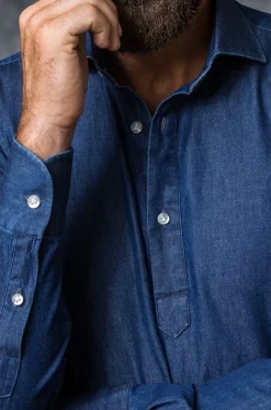 Pini Parma Denim Popover Shirt - Made In Italy New
