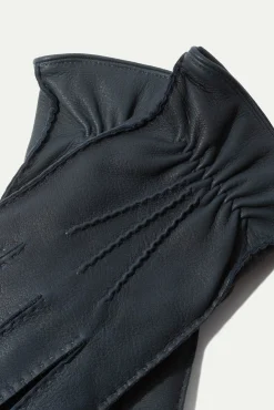 Pini Parma Dusty Blue Cashmere Lined Deerskin Leather Gloves - Made In Italy Sale