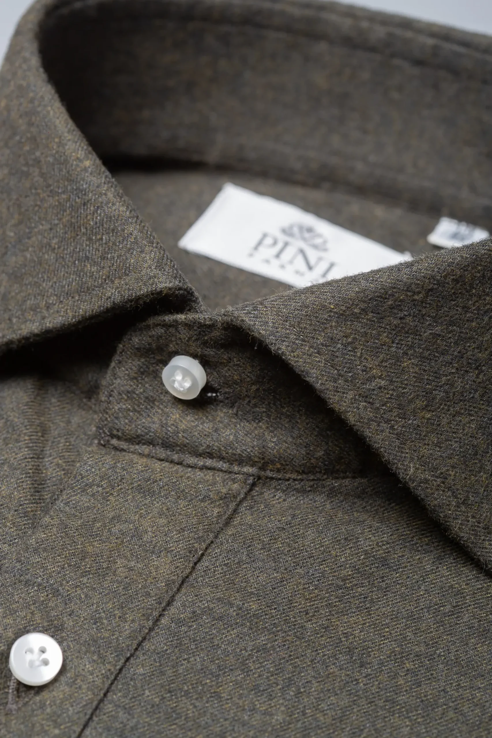 Pini Parma Green Popover Shirt - Flannel Touch - Made In Italy Store
