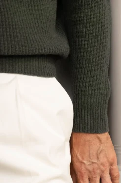 Pini Parma Green Ribbed Crew Neck – Made In Italy Shop