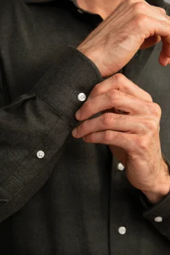 Pini Parma Green Shirt - Flannel Touch - Made In Italy Discount