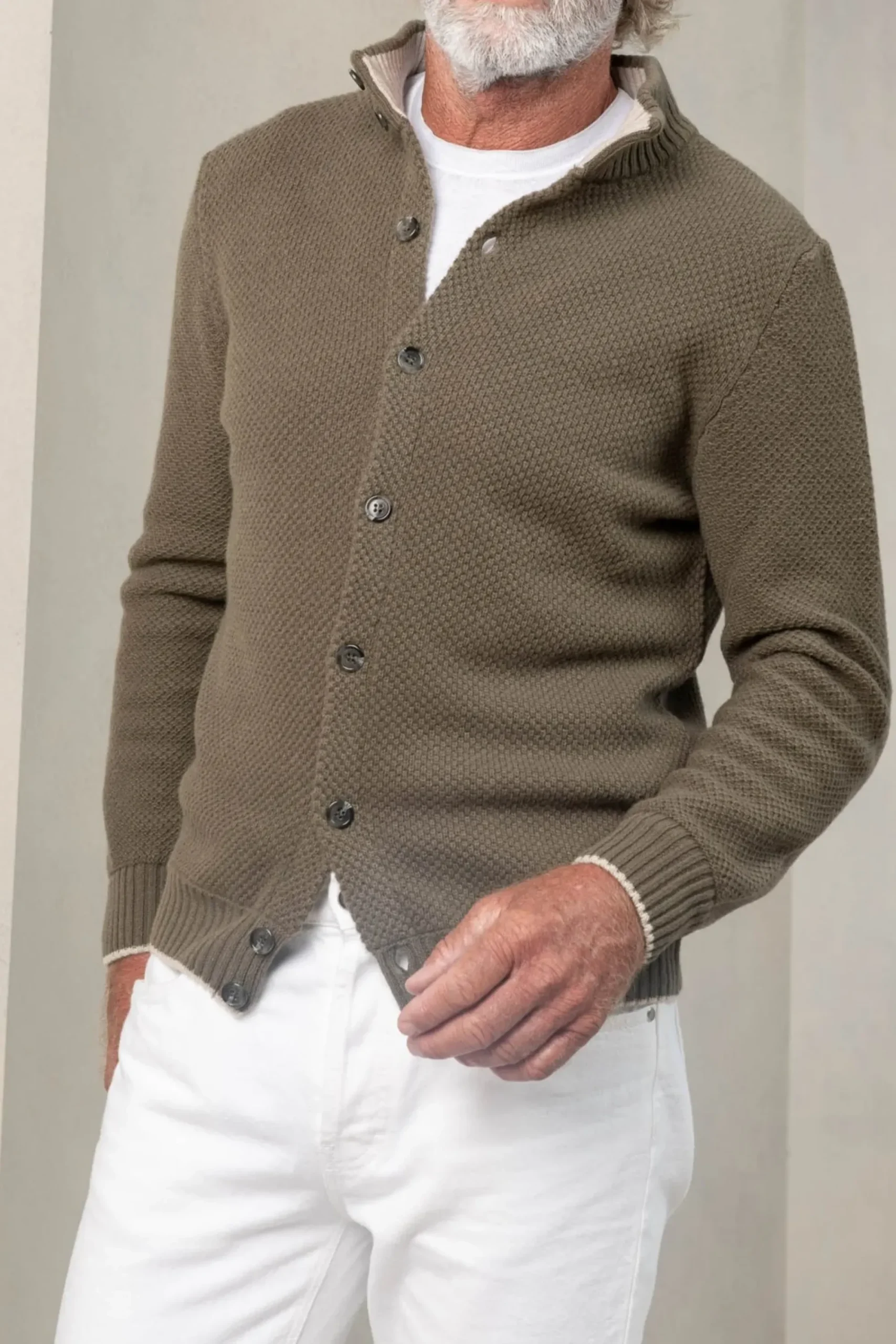 Pini Parma Green Textured Cashmere Blend Cardigan – Made In Italy Hot