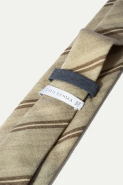 Pini Parma Grey And Brown Regimental Tie - Made In Italy Clearance