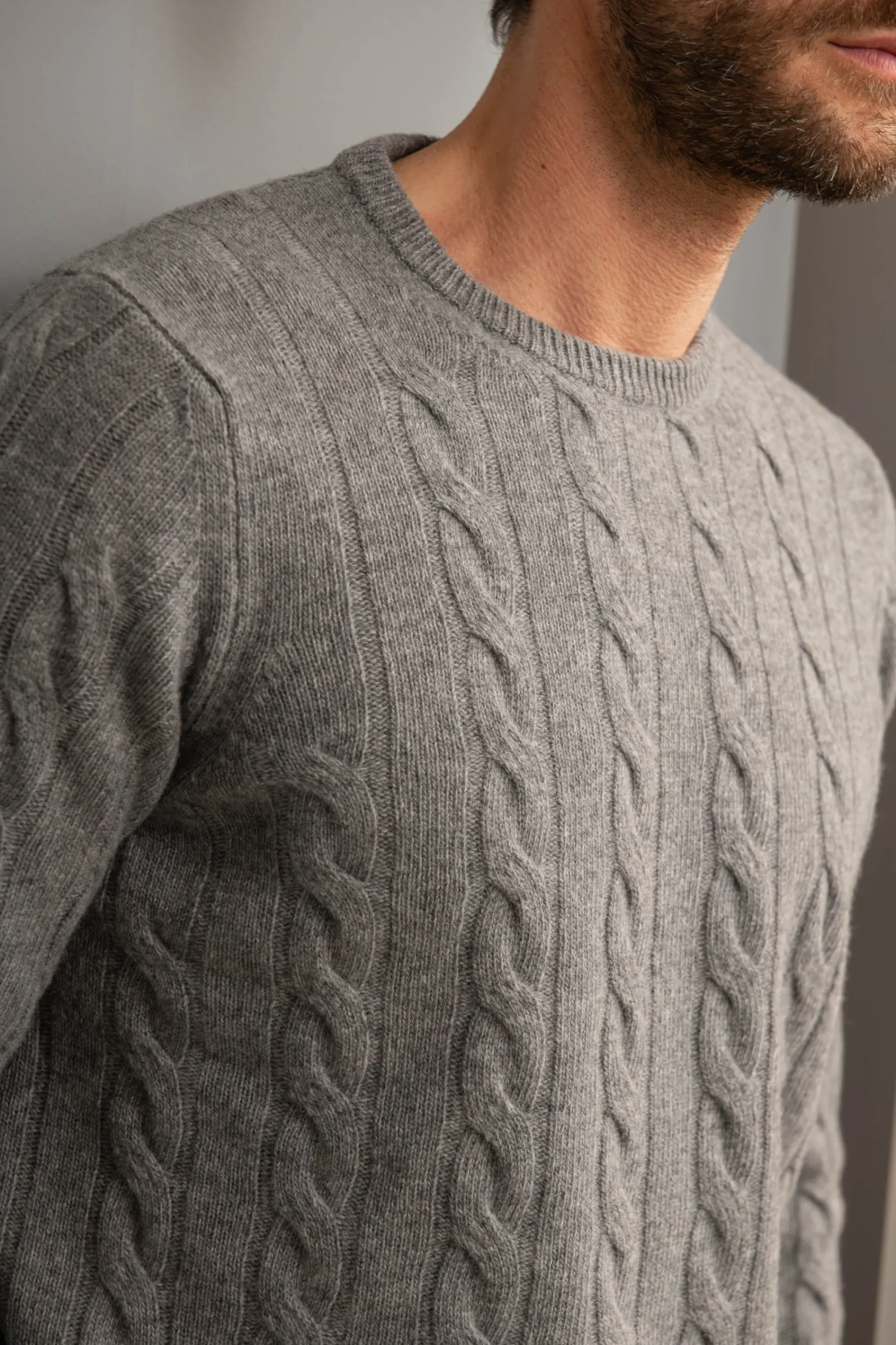 Pini Parma Grey Cable Knit Sweater – Made In Italy Best