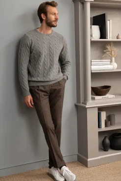 Pini Parma Grey Cable Knit Sweater – Made In Italy Best