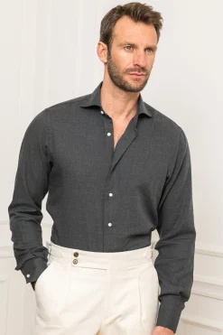 Pini Parma Grey Cashmere And Cotton Shirt - Made In Italy Cheap