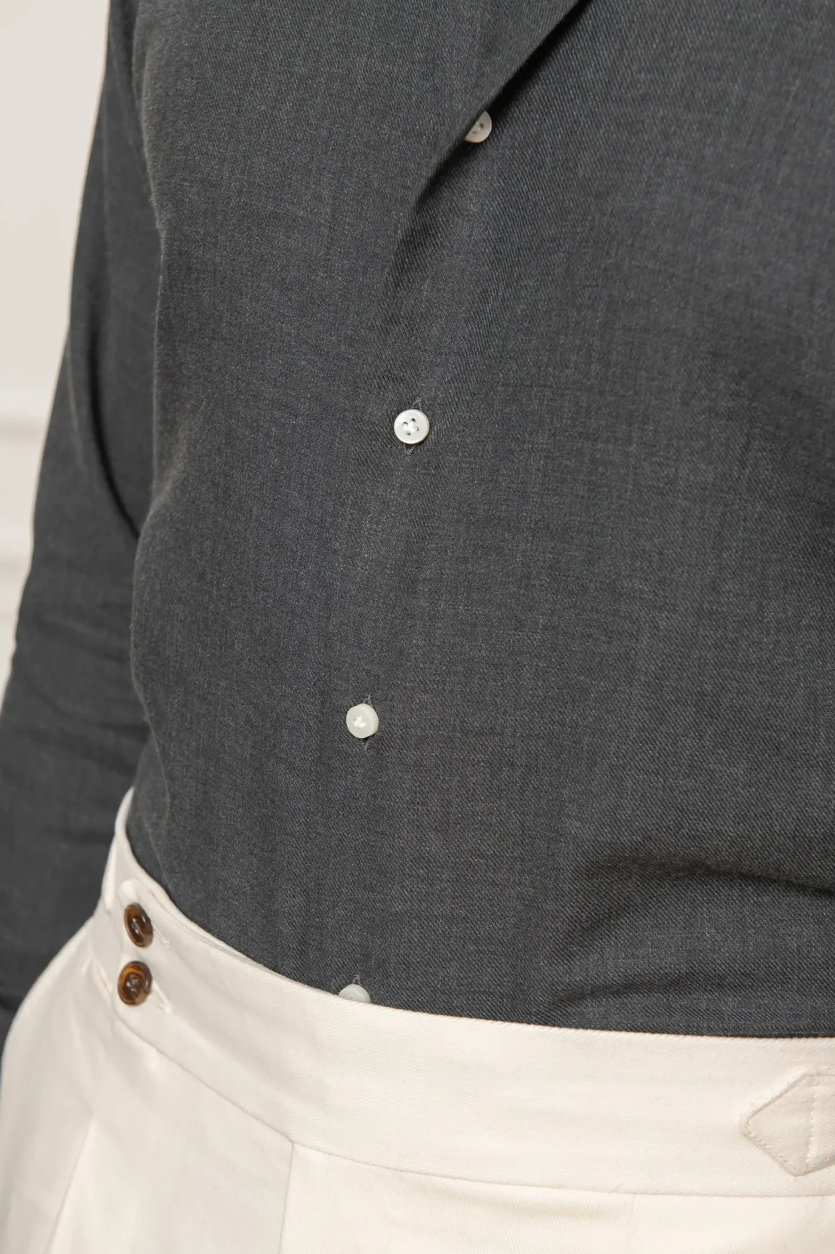 Pini Parma Grey Cashmere And Cotton Shirt - Made In Italy Cheap
