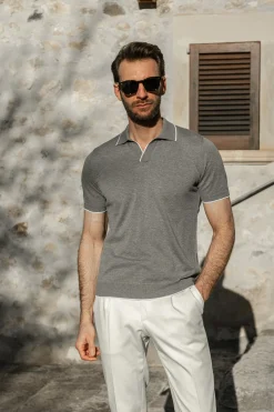 Pini Parma Grey Cotton Polo - Made In Italy Best