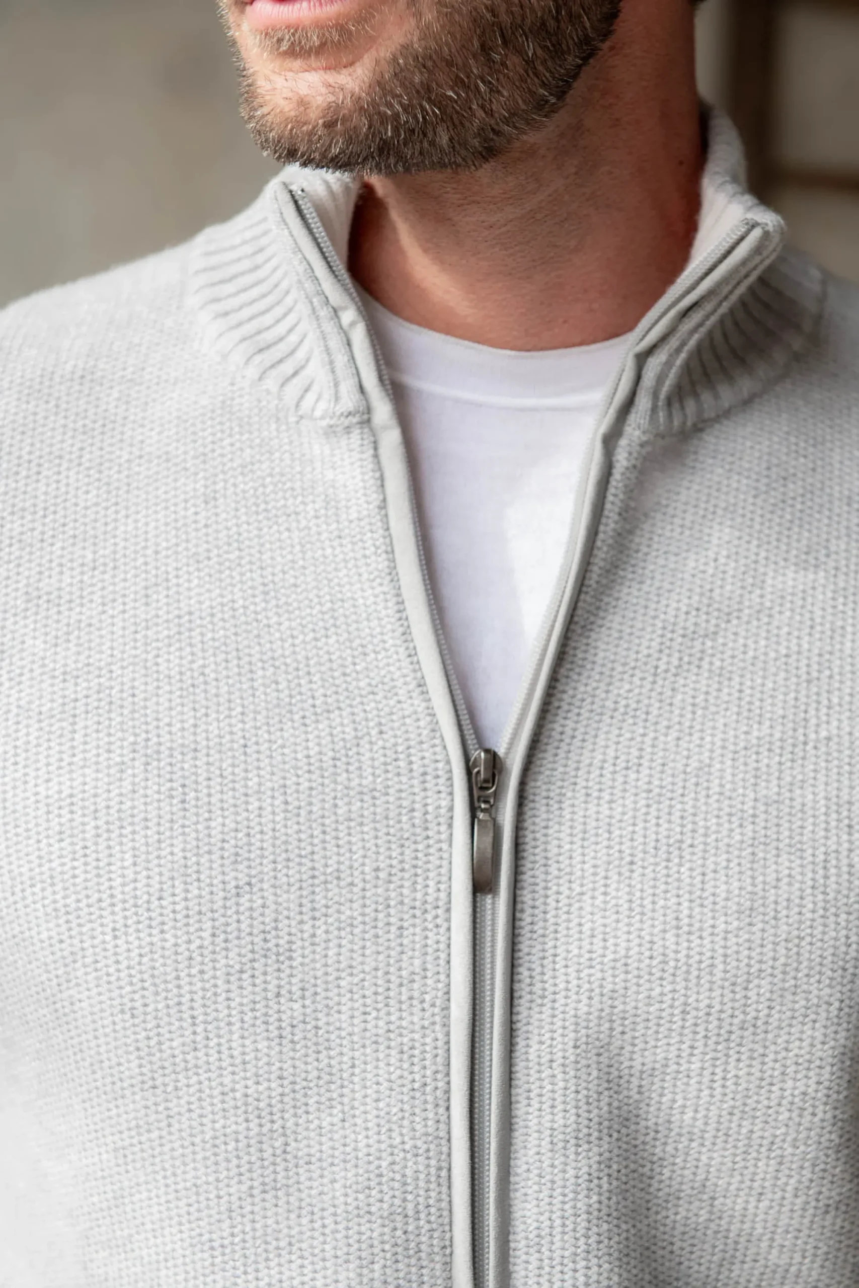 Pini Parma Grey Honeycomb Cashmere Blend Full Zip – Made In Italy Best