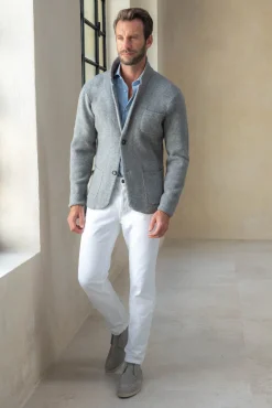 Pini Parma Grey Knitted Jacket – Wool And Cashmere – Made In Italy Clearance