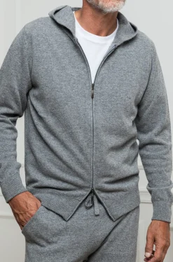 Pini Parma Grey Leisure Zip Hoodie - Made In Italy Flash Sale
