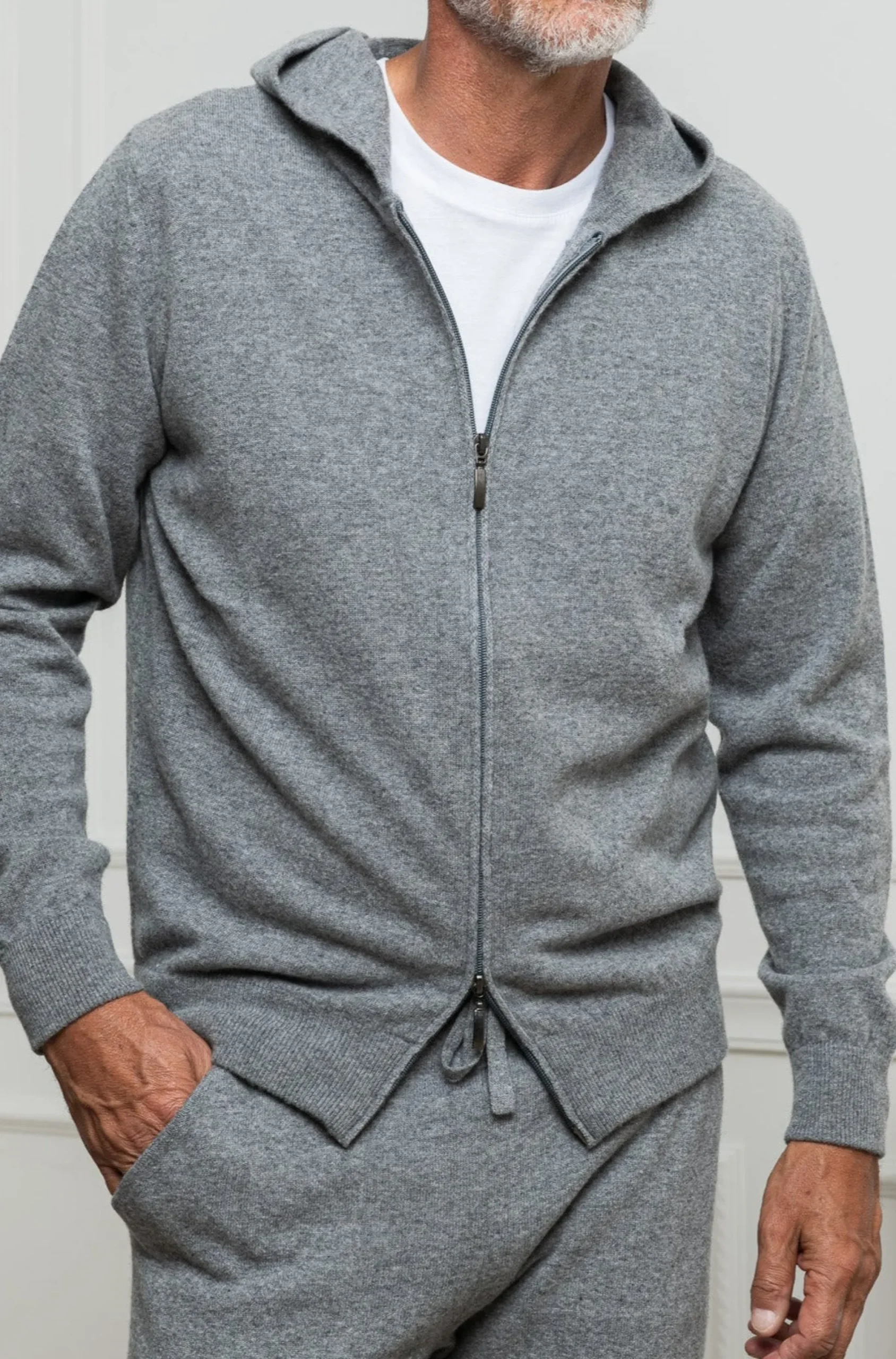 Pini Parma Grey Leisure Zip Hoodie - Made In Italy Flash Sale